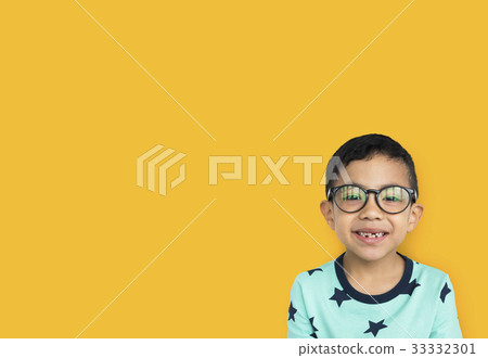 Little Boy Wear Glasses Smile Studio 33332301