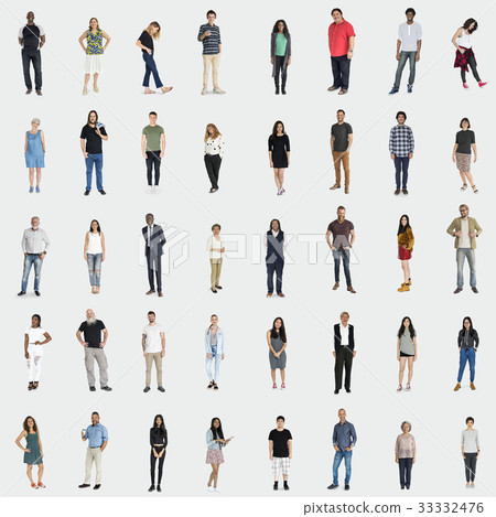 Diversity People Together Mixed Set Studio Isolated 33332476