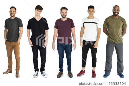 Group of men smiling and standing in a row 33332504