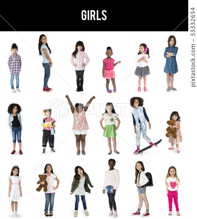 Diverse of Young Girls Children People Studio Isolated Diverse of Young Girls Children People Studio Isolated 33332654