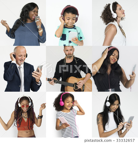 Set of Diversity People Get in Tune Music Collage Set of Diversity People Get in Tune Music Collage 33332657