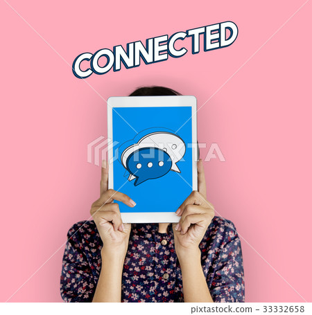 Tablet Chat Bubble Message Social Media Graphic 33332658