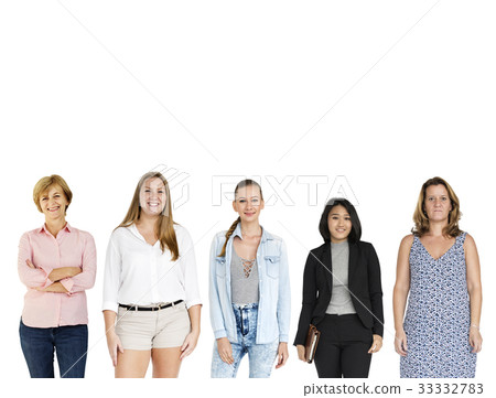 Diversity Women Set Gesture Standing Together Studio Isolated Diversity Women Set Gesture Standing Together Studio Isolated 33332783