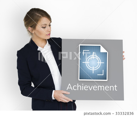 Woman holding billboard network graphic overlay Woman holding billboard network graphic overlay 33332836