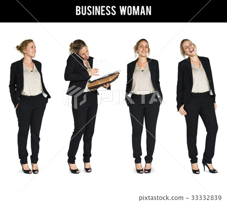 Business Woman Working Set Gesture Studio Isolated Business Woman Working Set Gesture Studio Isolated 33332839