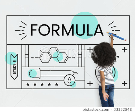 Little kid with illustration of science chemistry experiment study 33332848