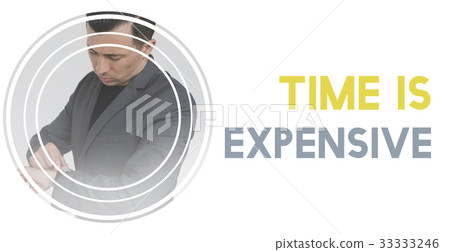 Time Valuable Word Graphic on Waiting Businessman Background 33333246