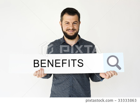 Man holding banner network graphic overlay Man holding banner network graphic overlay 33333863