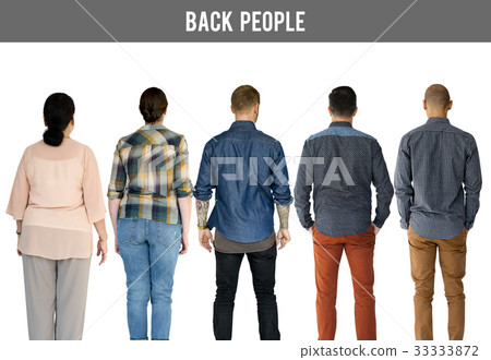 Group of Diverse People Turn Back Side Set Studio Isolated Group of Diverse People Turn Back Side Set Studio Isolated 33333872