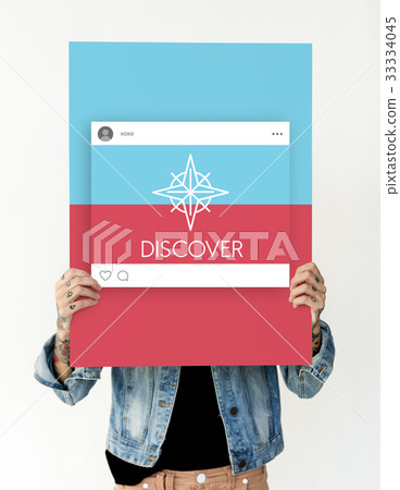 Woman Showing Direction Guide Navigation Route Map Word Graphic Woman Showing Direction Guide Navigation Route Map Word Graphic 33334045