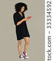 African descent woman using phone 33334592