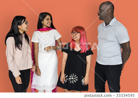 Group of diverse people smiling and communicated Group of diverse people smiling and communicated 33334595