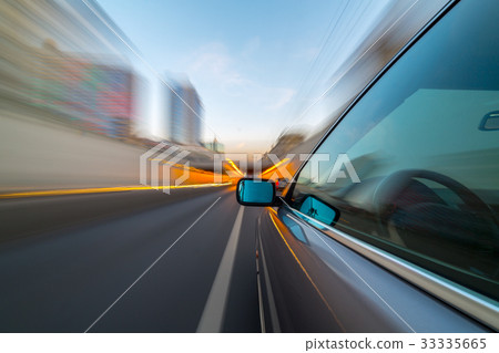 day city road view from inside car 33335665