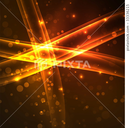 Energy lines, glowing waves in the dark, vector 33336215