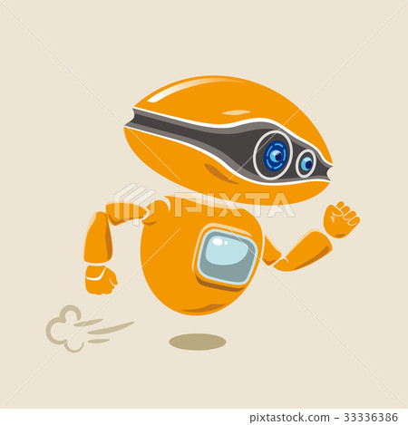 The orange robot runs in a hurry (fly) image. Vector illustration The orange robot runs in a hurry (fly) image. Vector illustration 33336386