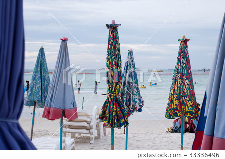 Umbrellas on the beach at Koh Lan Umbrellas on the beach at Koh Lan 33336496