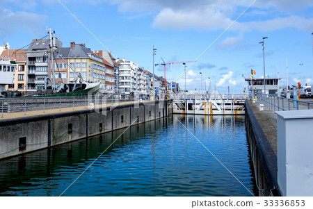 Ostend harbor dock and cityscape Ostend harbor dock and cityscape 33336853