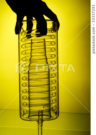 chemical glassware with reflection on background. 33337291