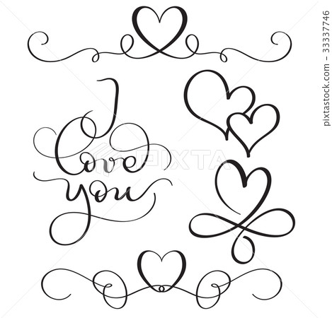 I love you text with hearts on white background I love you text with hearts on white background 33337746