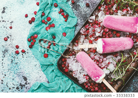 Top view pink cranberry popsicle Top view pink cranberry popsicle 33338333