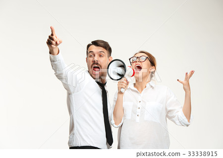 Listening, Megaphone, Shouting. 33338915
