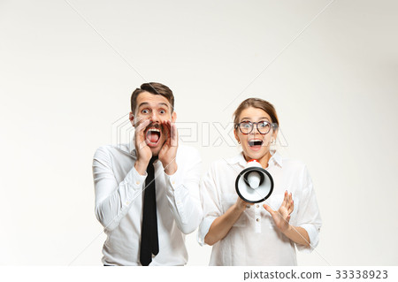 Listening, Megaphone, Shouting. 33338923