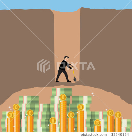 Businessman digging for a bitcoin 33340134