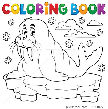 Coloring book walrus theme 1 33340770