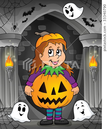 Girl in Halloween costume theme image 1 33340790