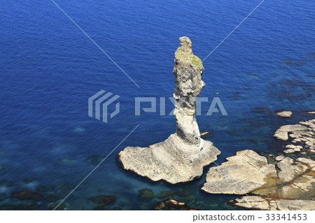 Female child rock and gull 33341453