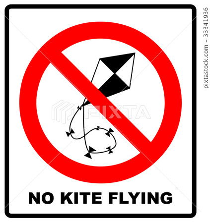 No kite flying sign. Vector illustration. Warning 33341936