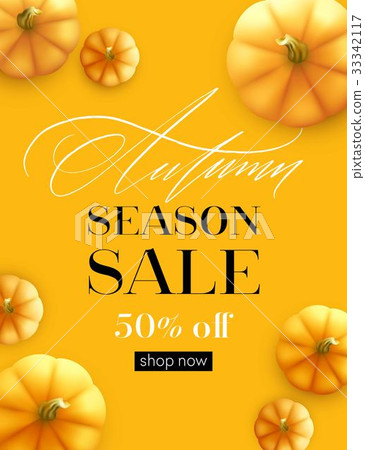 Design banner Autumn sale. Fall poster design with 33342117