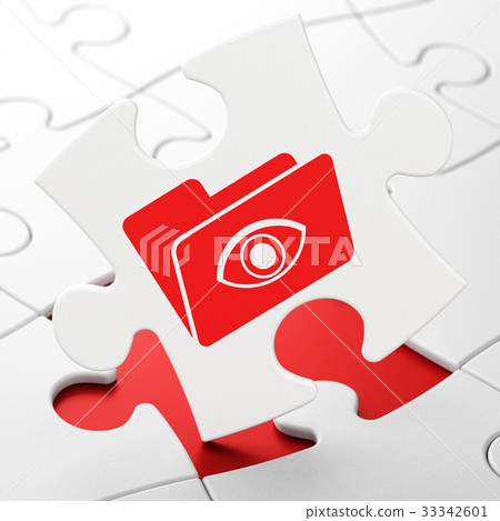 Business concept: Folder With Eye on puzzle 33342601
