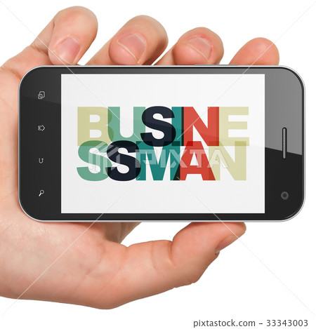 Business concept: Hand Holding Smartphone with - Stock Illustration ...