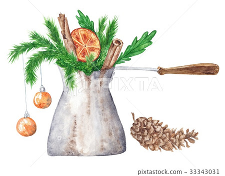 Christmas Coffee Watercolor Illustration Christmas Coffee Watercolor Illustration 33343031