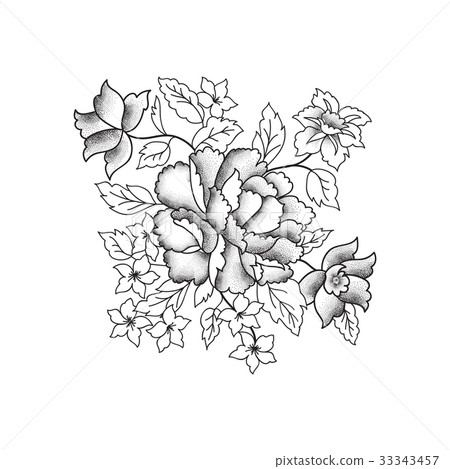 Floral background. Garden Flower bouquet line art 33343457