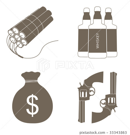 Wild west icons set, isolated vector illustration. 33343863