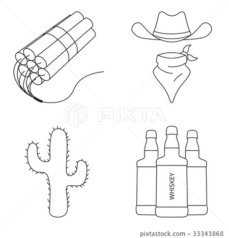 Wild west icons set, isolated vector illustration. 33343868