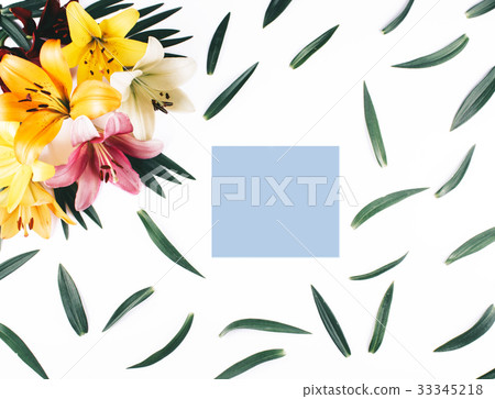 Beautiful lilies on white background. 33345218