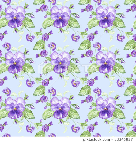 Illustration in watercolor of a pansy flower Illustration in watercolor of a pansy flower 33345937