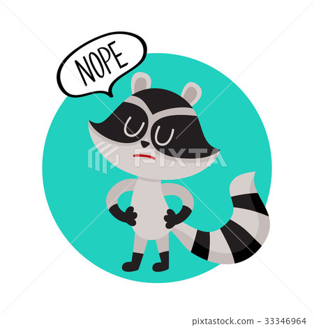 Cute little raccoon character with Nope word in 33346964