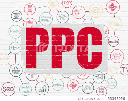Advertising concept: PPC on wall background - Stock Illustration ...