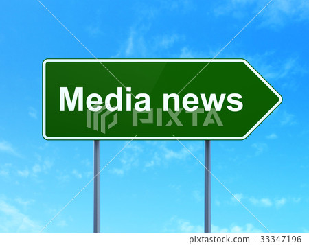 News concept: Media News on road sign background 33347196