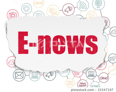 News concept: E-news on Torn Paper background 33347197