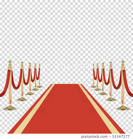 Red carpet with red ropes on golden stanchions 33347277