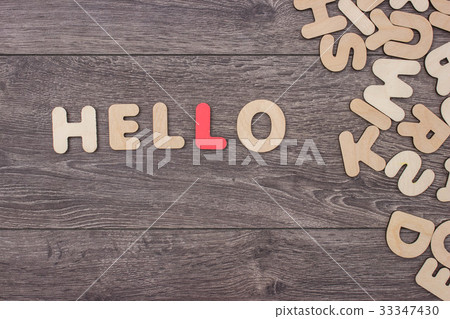 Word made with wooden letters next to a pile of Word made with wooden letters next to a pile of 33347430