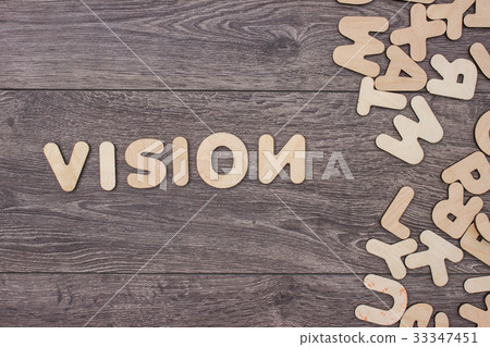 Word made with wooden letters next to a pile of Word made with wooden letters next to a pile of 33347451