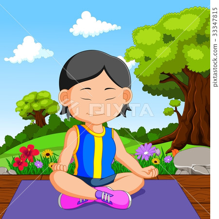 young girl doing yoga 33347815
