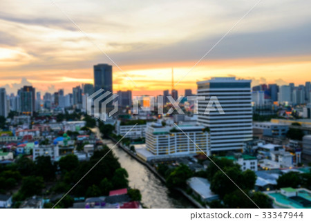 Blurred Bangkok cityscape at sunset Blurred Bangkok cityscape at sunset 33347944