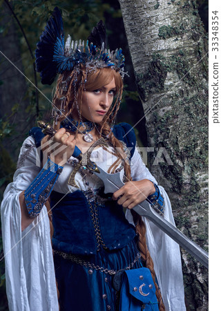 Valkyrie warrioress in magpie costume Valkyrie warrioress in magpie costume 33348354